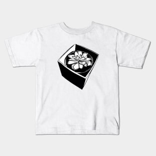 Striking Black and White Succulent Illustration Kids T-Shirt